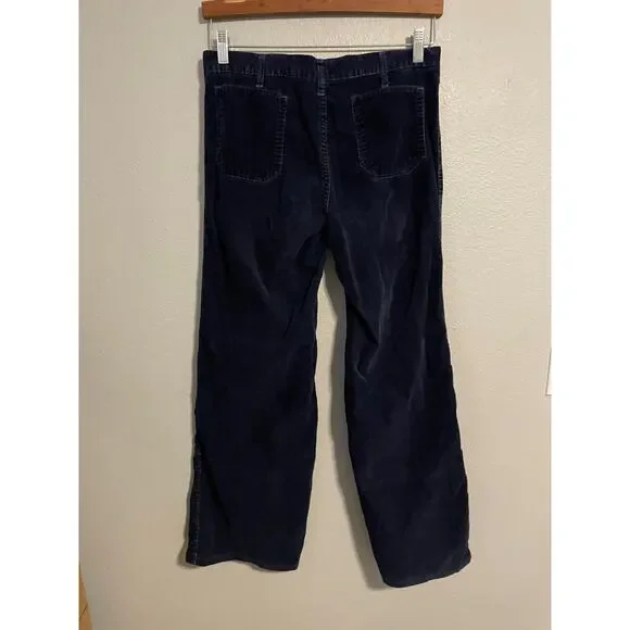 Vintage Landlubber Womens Hip Hugger Bell Bottom Pants 32x30 Navy Corduroy 60s